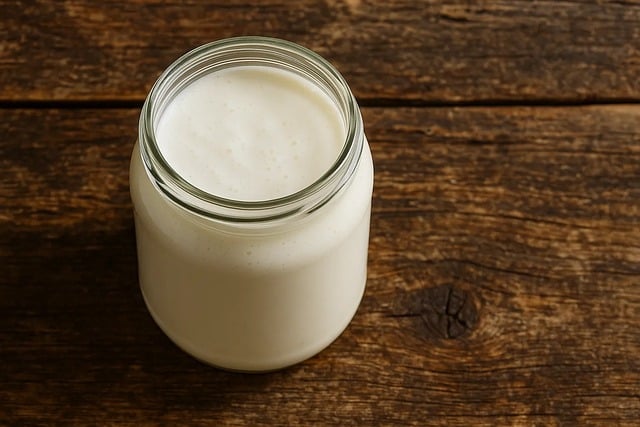 Fermentatieproces van kefir in een potje