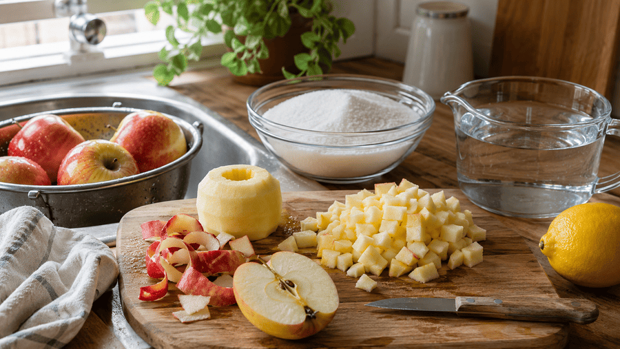 appelstroop maken voorbereiding met ingredi&euml;nten